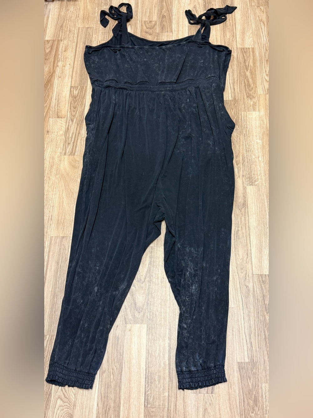 Torrid Super Soft Mineral Wash Tie Shoulder Jumpsuit Black 5X Plus Size Jogger - Picture 8 of 8
